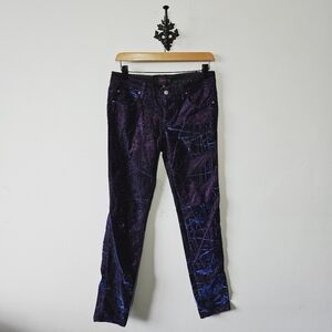 Tripp NYC Daang Goodman Metallic Glitter Pants Size 28 Purple Blue Psychedelic